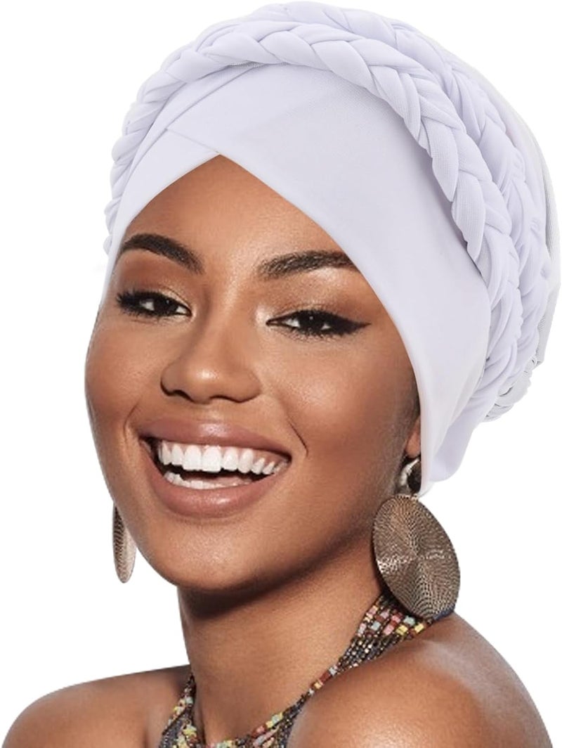 DRESHOW African Women Turban Caps Beanie Twist Headscarf Pre-Tied Double Twisted Braid Hair Cover Wrap Hat Chemo Cancer Cap - Image 1